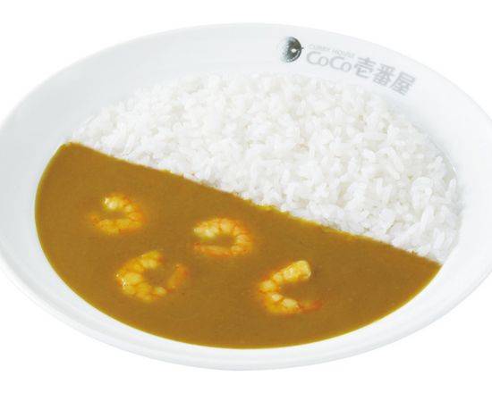 ハーフポークカレー＋ハーフエビにこみ Half order pork curry with stewed shrimp (half)