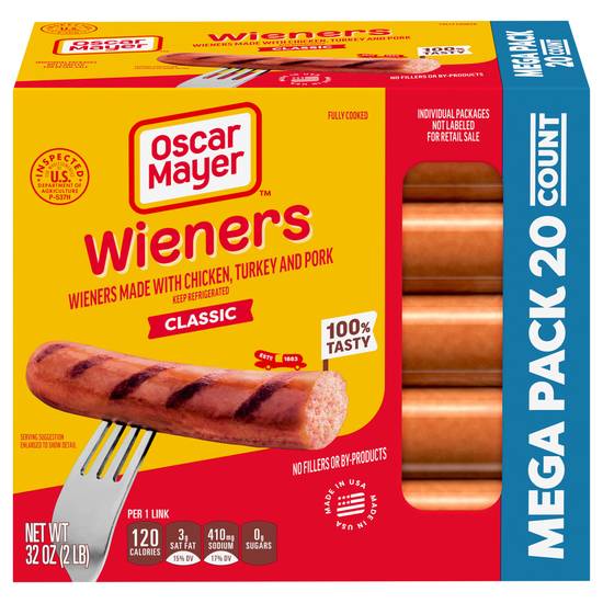 Oscar Mayer Uncured Wieners Made With Turkey Chicken Pork (20 ct)