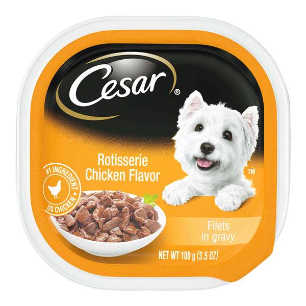 Cesar Soft Wet Dog Food Filets in Gravy Rotisserie Chicken Flavor (3.5 oz)