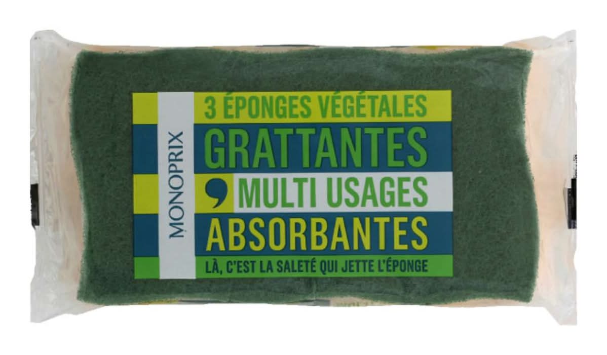 Monoprix - Éponges végétales grattantes multi usages absorbantes (3)