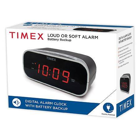 Timex T121 Alarm Clock With 0.7 Red Display Silver