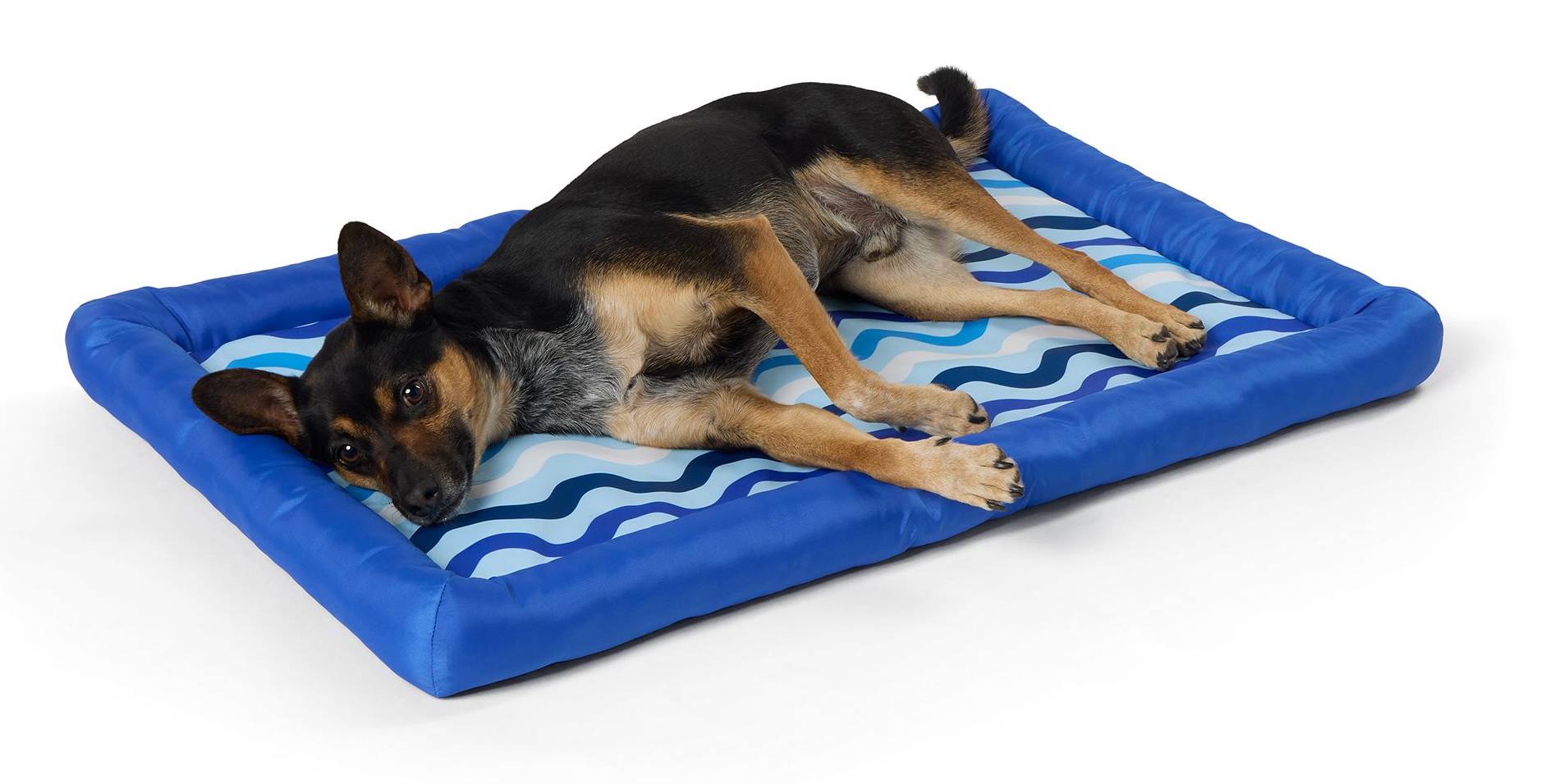 Top Paw Waves Cooling Bolster Dog Mat, 36x23 in, Blue