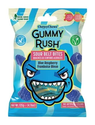 Gummy Rush Sour Belt Candy Bites, Blue Raspberry (135 g)