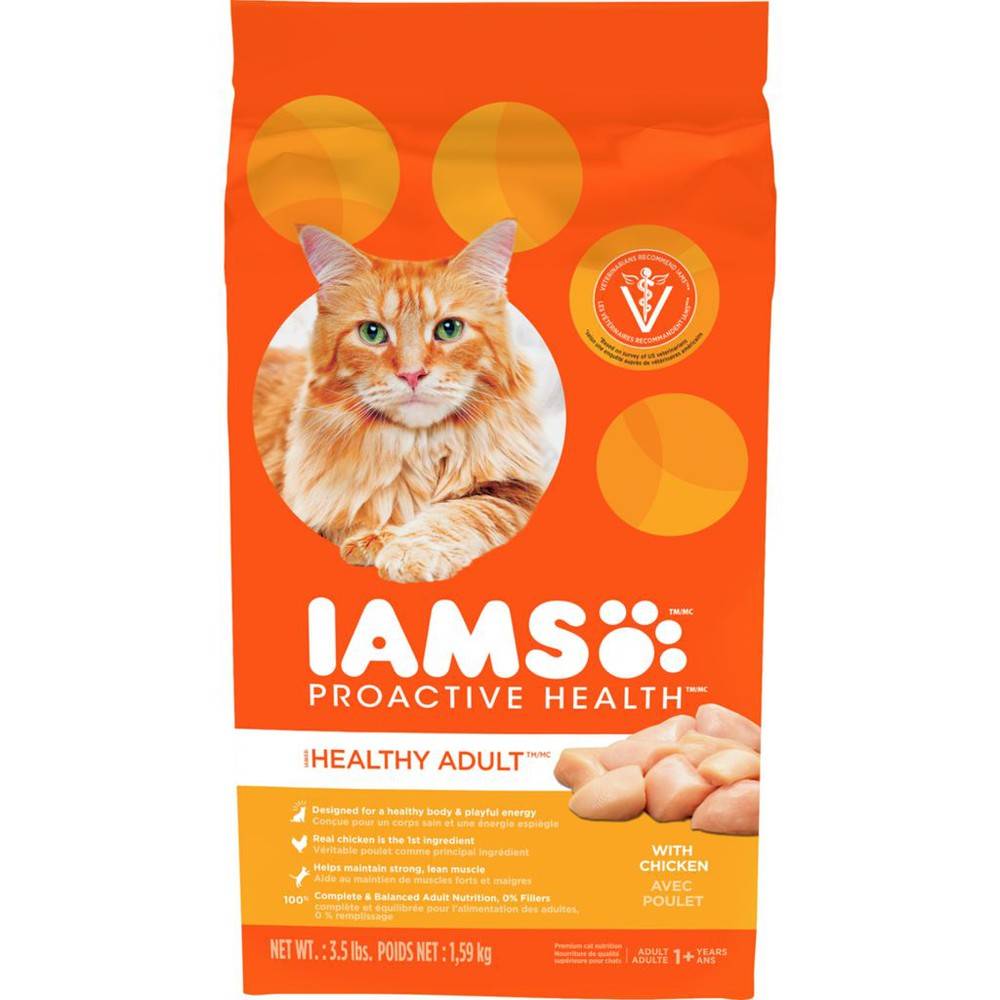 Iams nourriture sèche pour chat à saveur de poulet proactive health (1,59 kg) - proactive healthy adult original with chicken (1.59 kg)