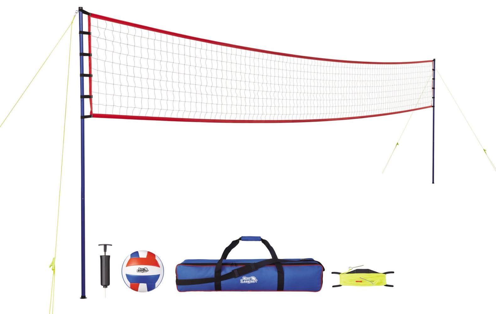 Rec League Volleyball Net Set (Blue/Red 2)