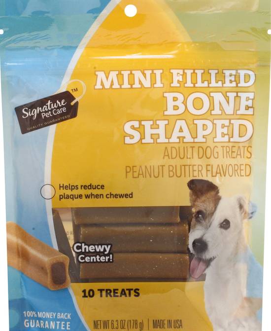 Signature Pet Care Mini Filled Bone-Shaped Peanut Butter Flavored Adult Dog Treats (10 ct)