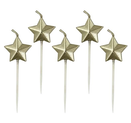 Celebrate It Star Candles, Gold (5 ct)