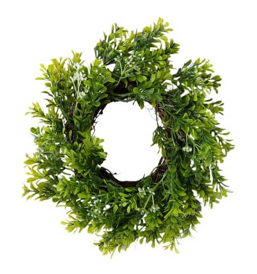 9" Green Mini Boxwood Wreath With Flowers By Ashland