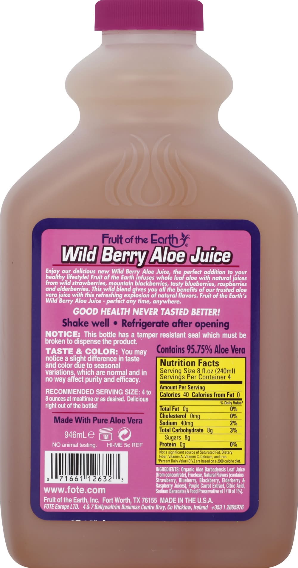 Hy-Vee - Fruit of the Earth Wild Berry Aloe Vera Juice (32 fl oz) -  Delivery in Under an Hour | Uber Eats