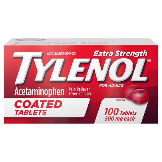 Tylenol Extra Strength Acetaminophen 500 mg Pain Reliever Fever Reducer Coated Tablets