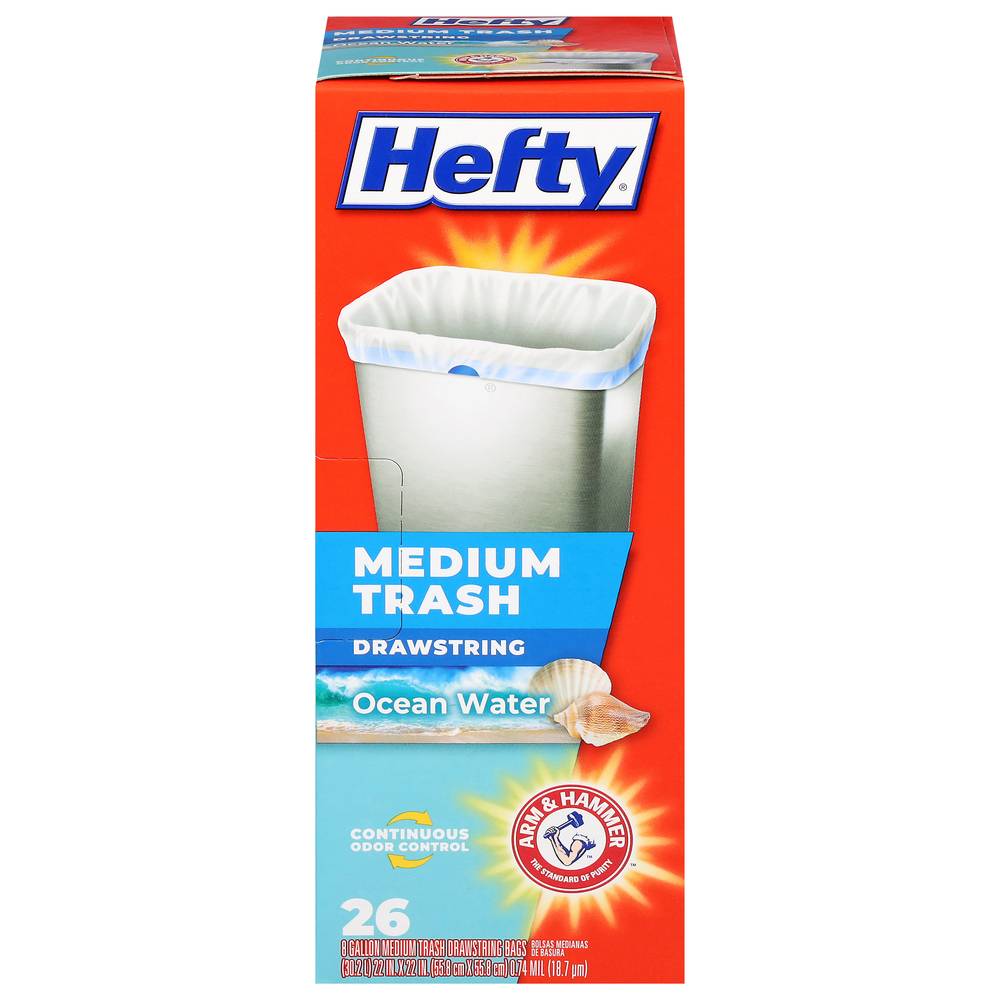 Hefty 8 Gallon Drawstring Ocean Water Trash Bags Medium