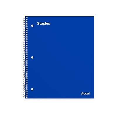 Staples Accel Wide Ruled Spiral 100 Sheet Notebook (blue )