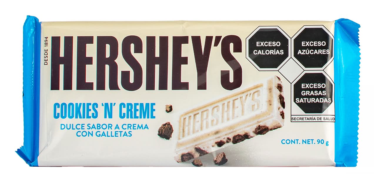 Hershey's · Cookies 'n' creme barra dulce con galletas, chocolate blanco-galletas (90 g)