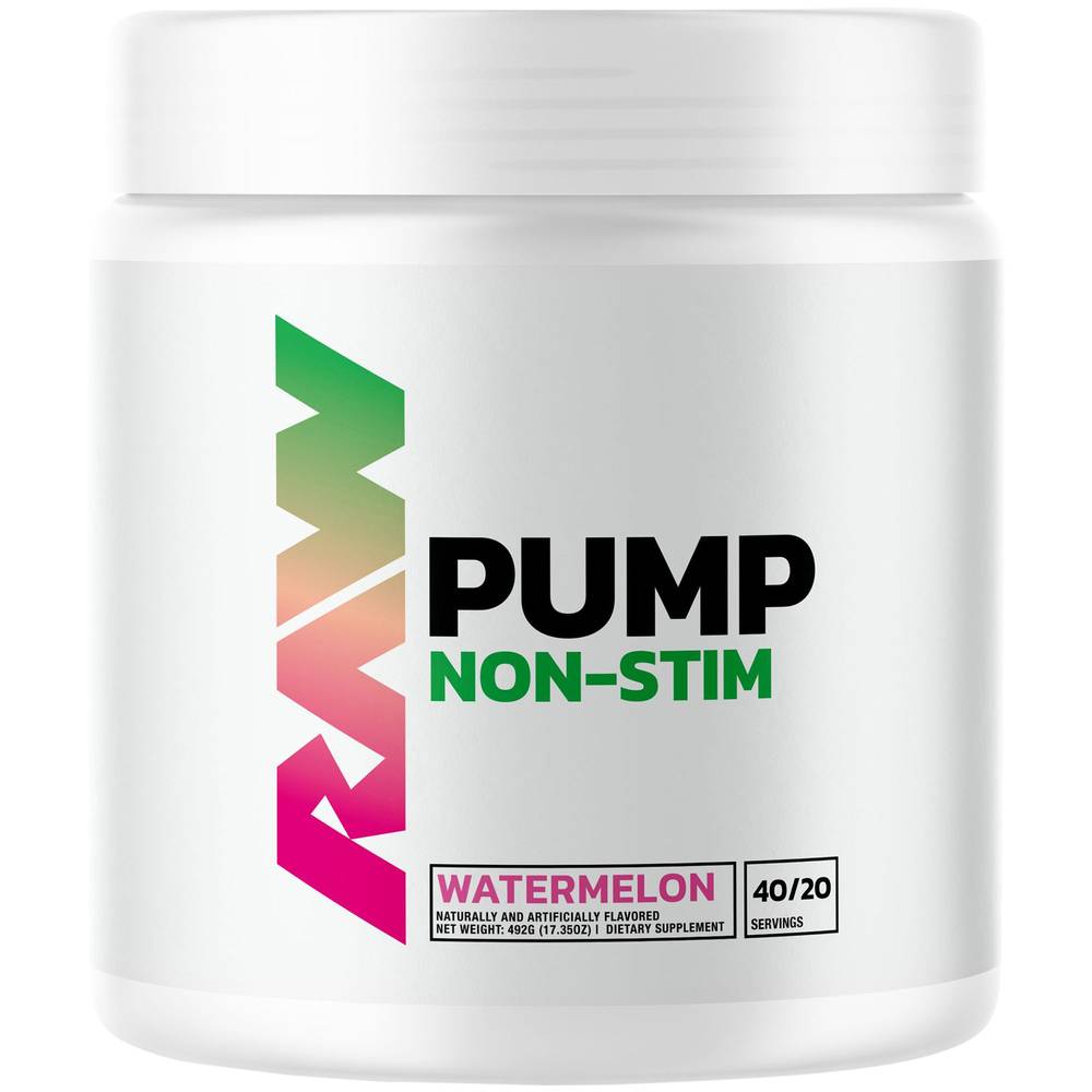 RAW Pump Non-Stim Free Pre Workout Powder, Watermelon (492 g)