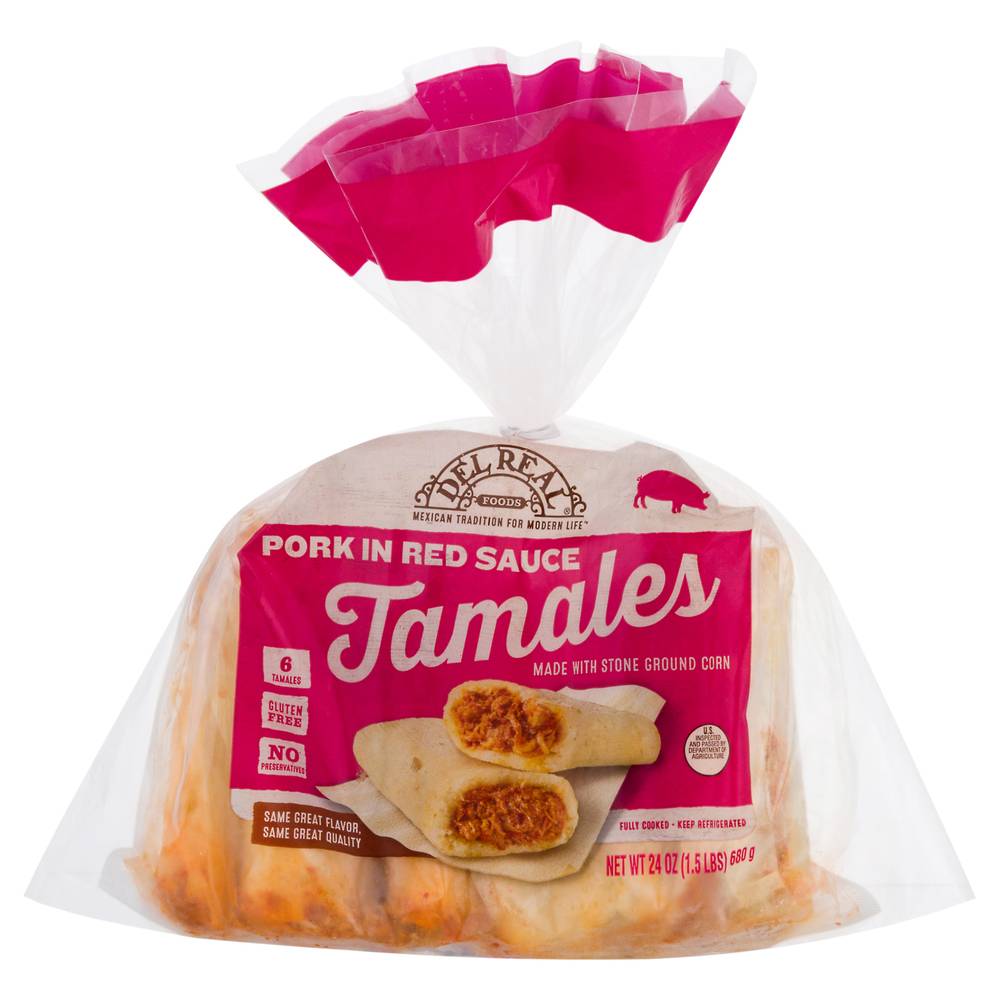 Del Real Foods Pork in Red Sauce Tamales (6 ct)