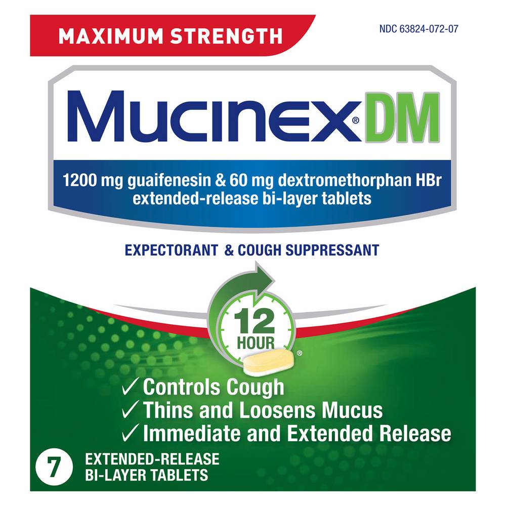 Mucinex Dm Maximum Strength Expectorant & Cough Suppressant Tablets (7 ct)