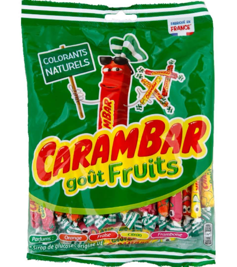 Carambar - Bonbons goût fruits, fraise, orange, framboise, citron (320g)