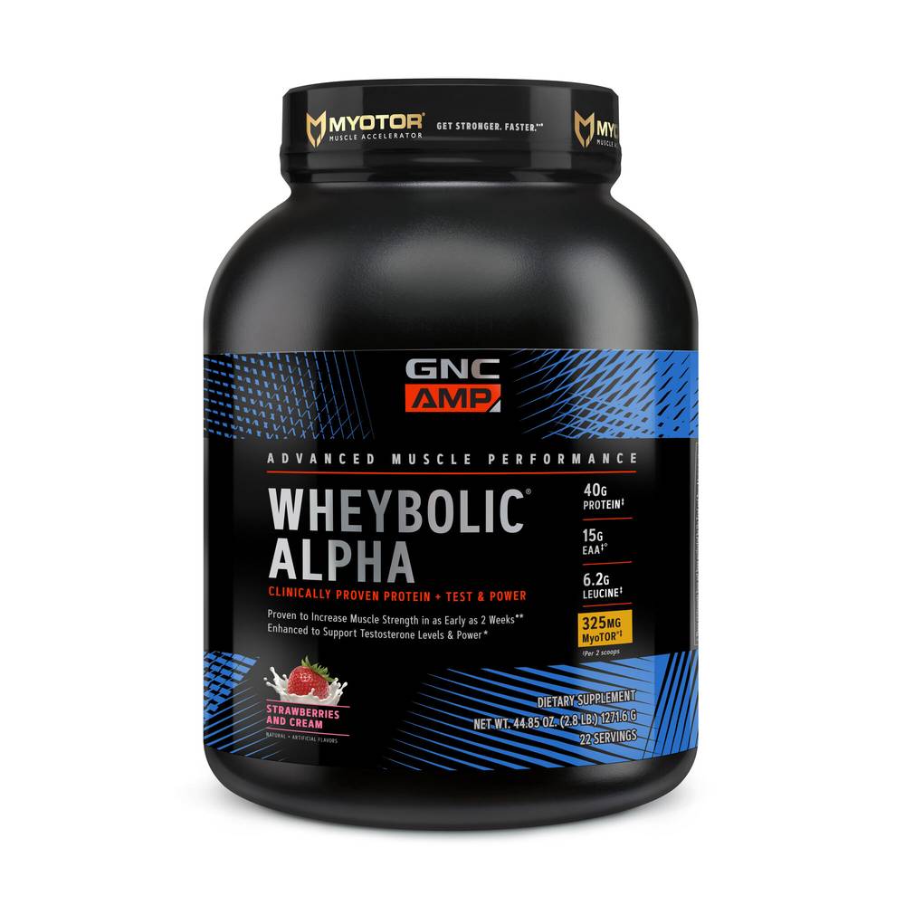 GNC Wheybolic Alpha Protein Powder, Strawberries -Cream (44.85 oz)