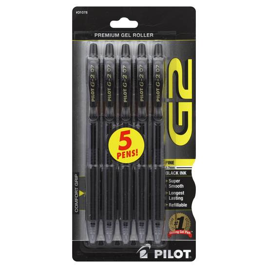 Pilot Premium Gel Roller Black Ink Fine Point Pens ( 5 ct )