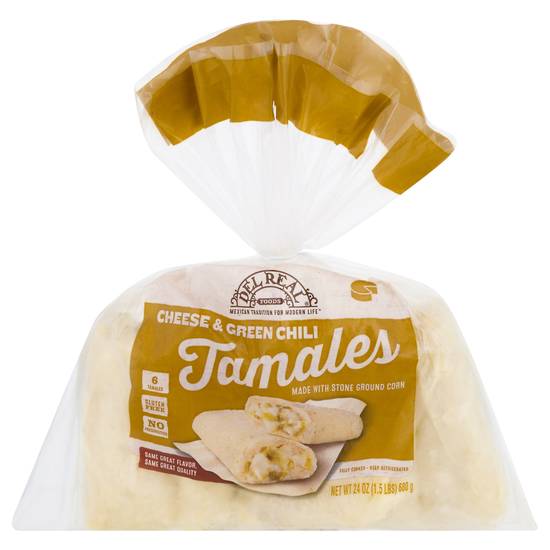 Del Real Cheese & Green Chile Tamales (6 ct)