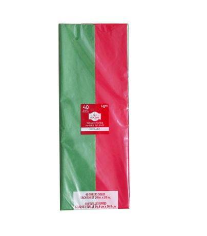 Holiday Time Gift Paper Tissue, 20 in x 20 in, Red-Green (40 ct)