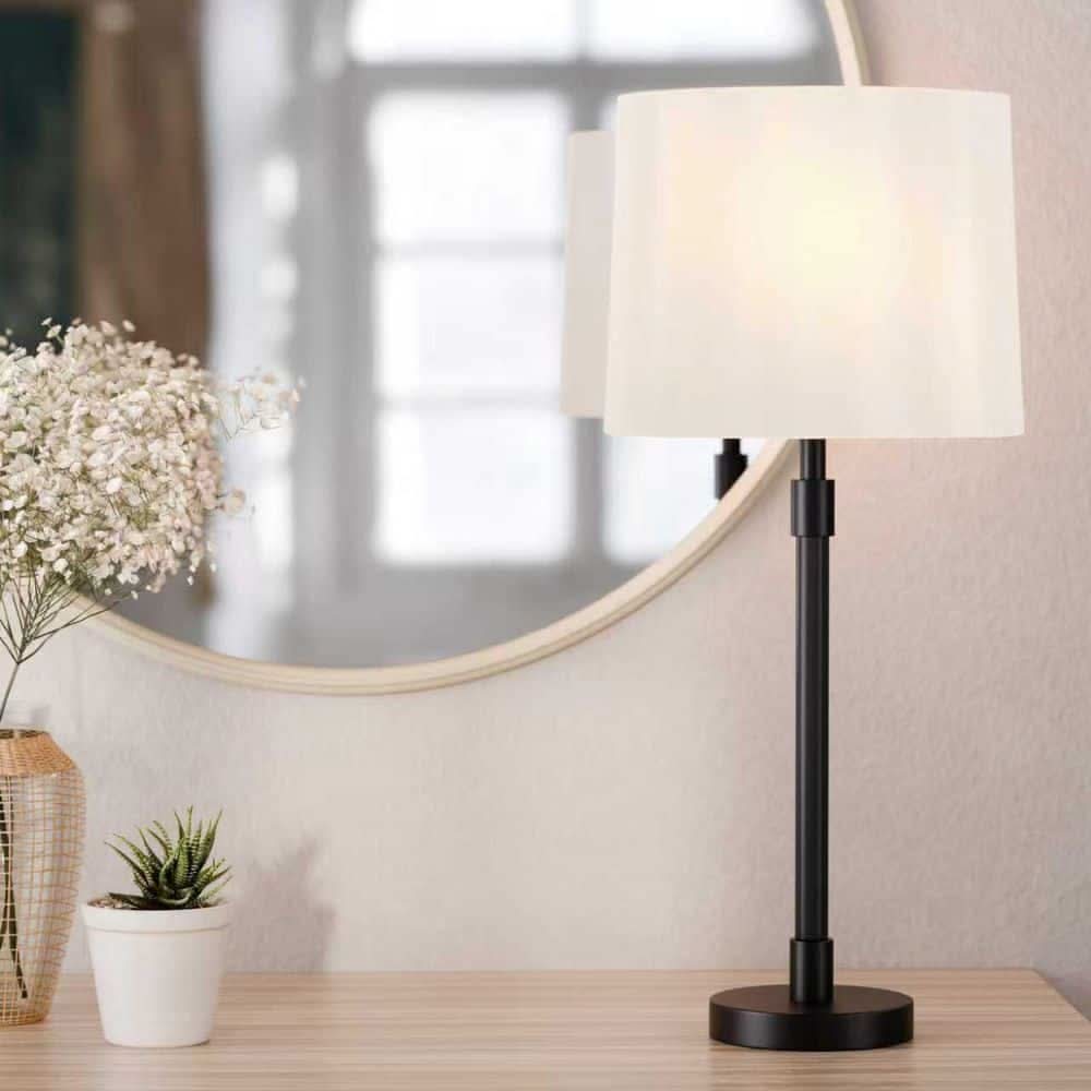 HAMPTON BAY Brent 24 In. Table Lamp, Black Finish