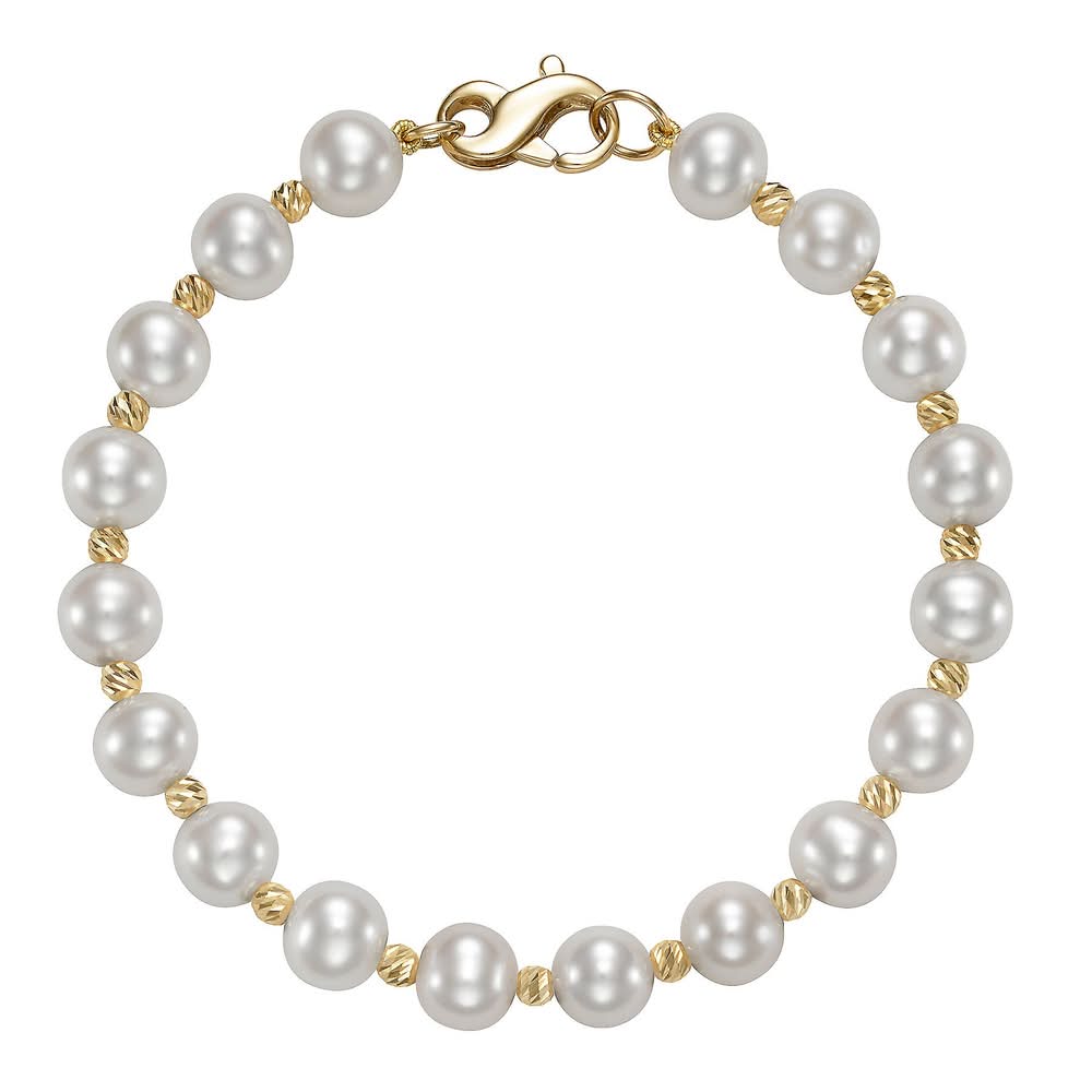 Freshwater Cultured 7-7.5mm Pearl Bracelet with 14kt Yellow Gold Clasp