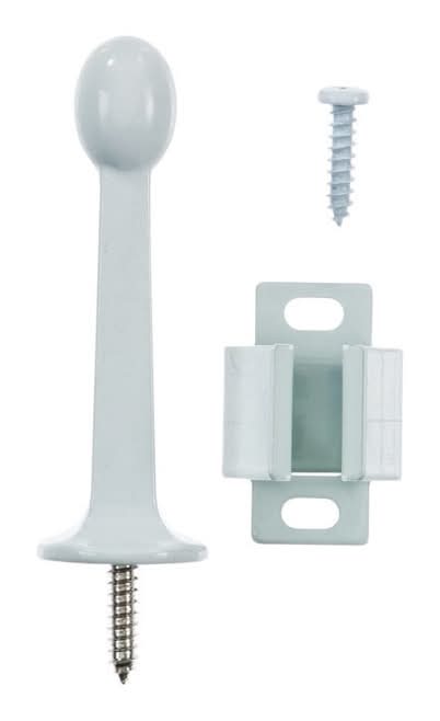 ACE 3 In. W Metal White Rigid Door Stop W/Holder Mounts To Door And Wall 5/32 In.