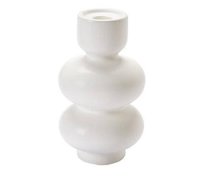 6.9" White Ceramic Taper Candle Holder