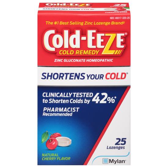 Cold Eeze Sugar Free Lozenges Natural Cherry Flavor Cold Remedy (25 ct)