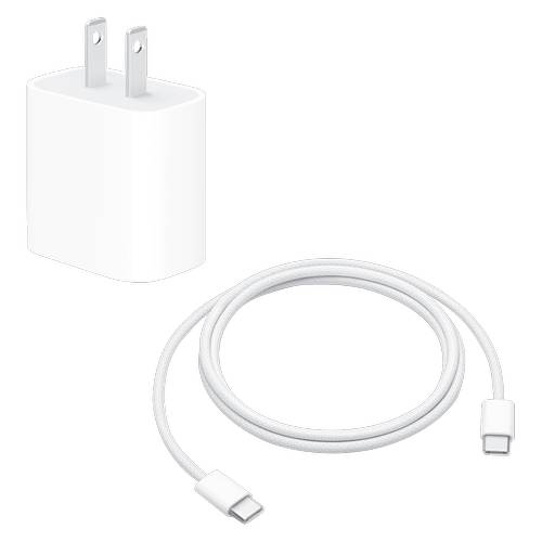 Apple 20W USB-C Power Adapter with USB-C Woven Charge Cable 1m