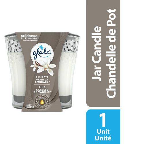 Glade chandelle en pot au parfum de fine caresse de vanille (1 unité) - scented jar candle, delicate vanilla embrace (1 pack)