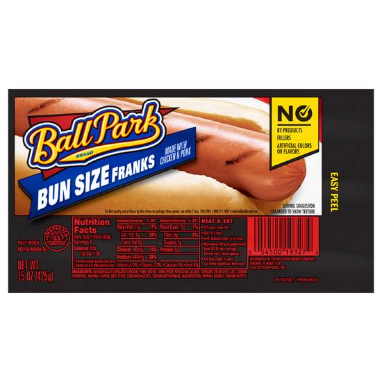 Ball Park Chicken & Pork Bun Size Franks (15 oz)