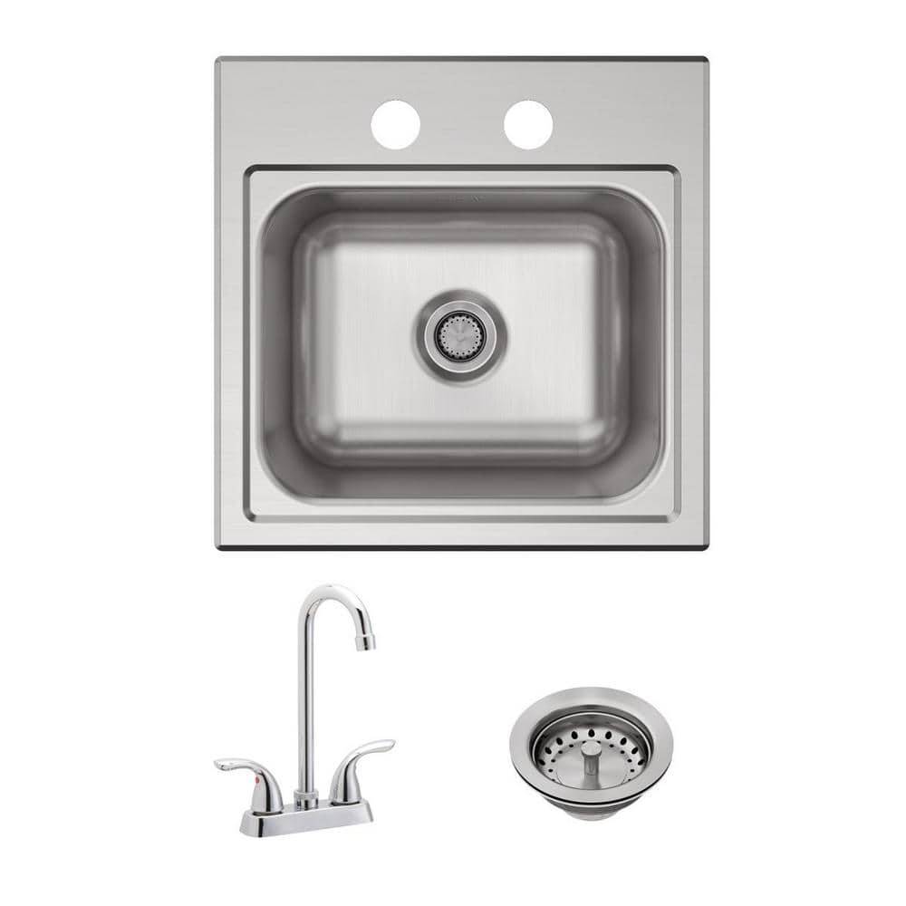 Elkay Parkway 15 In. Drop-In Single Bowl 20 Gauge Stainless Steel Sink W/Faucet