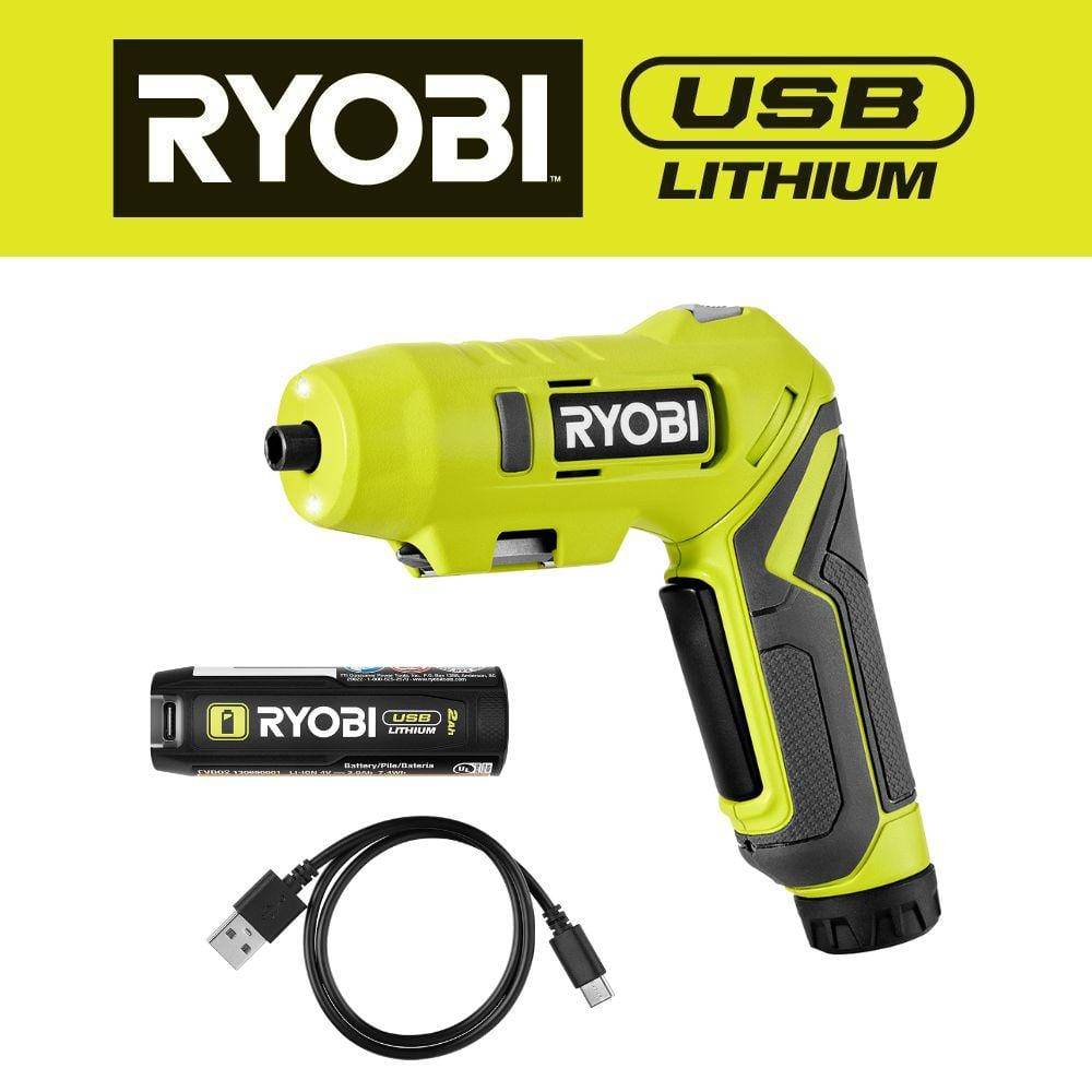 Ryobi Usb Lithium Screwdriver Kit With 2.0 Ah Usb Lithium Battery And Charging Cable