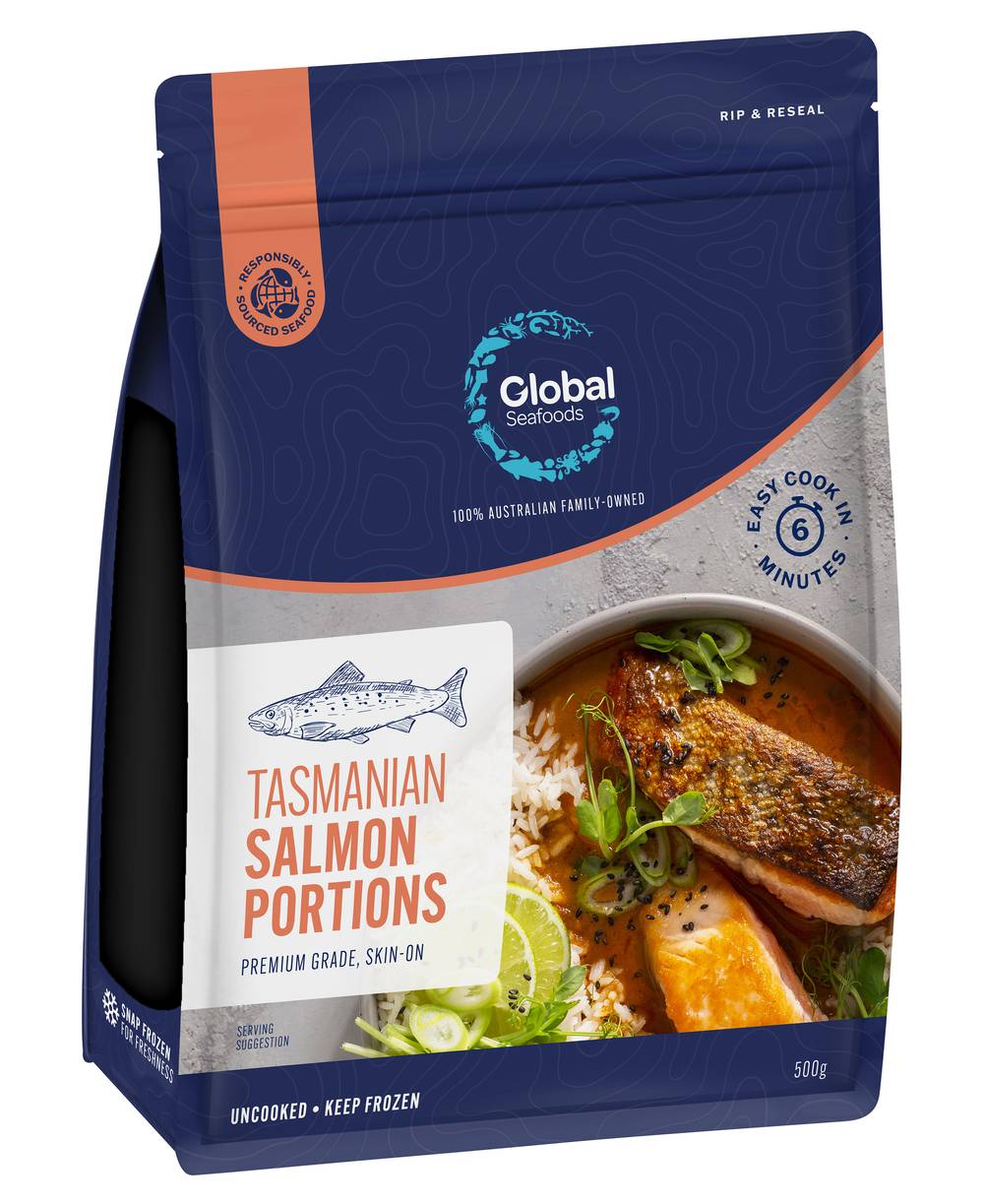 Global Seafoods Tasmanian Salmon Premium Grade Portions Skin on (500g)