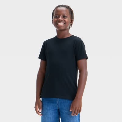 Cat & Jack Boys' Short Sleeve T-Shirt, M, Black