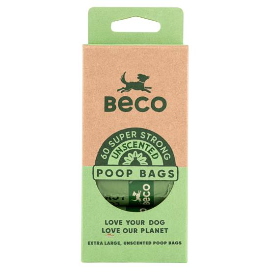 Beco Poop Bags, Unscented, Big, Strong and Leak-Proof (60 ct)