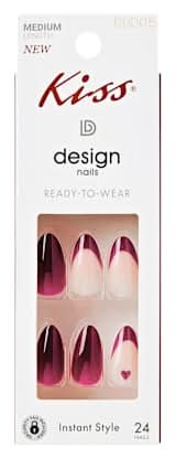 Kiss® Design Nails Medium Length 24-Pack Purple French Heart