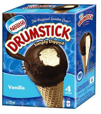 Drumstick Dipped Vanilla Frozen Dessert Cones (4 x 135 g)