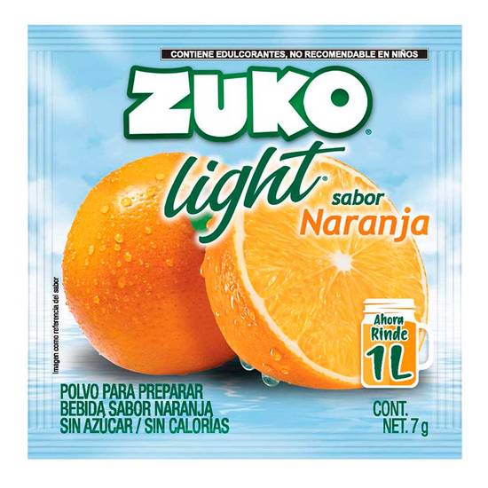 Zuko bebida light en polvo sabor naranja (sobre 7 g)