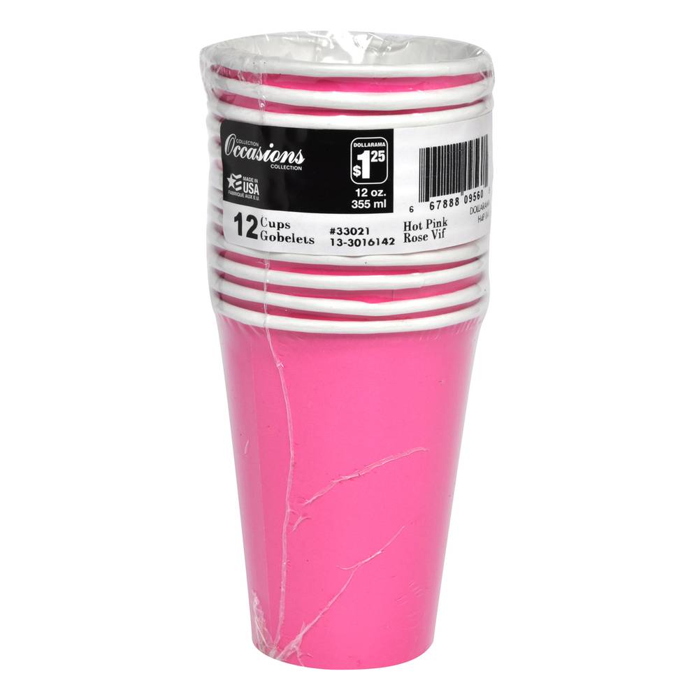 Paper cups - Hot Pink, 12 Pack