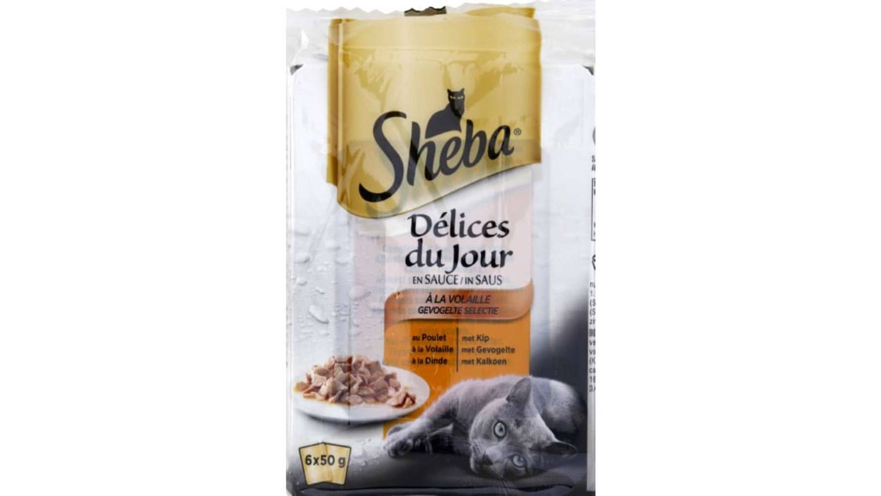 Sheba Sachets Délices du jour en sauce à la volaille pour chat Les 6 sachets de 50g
