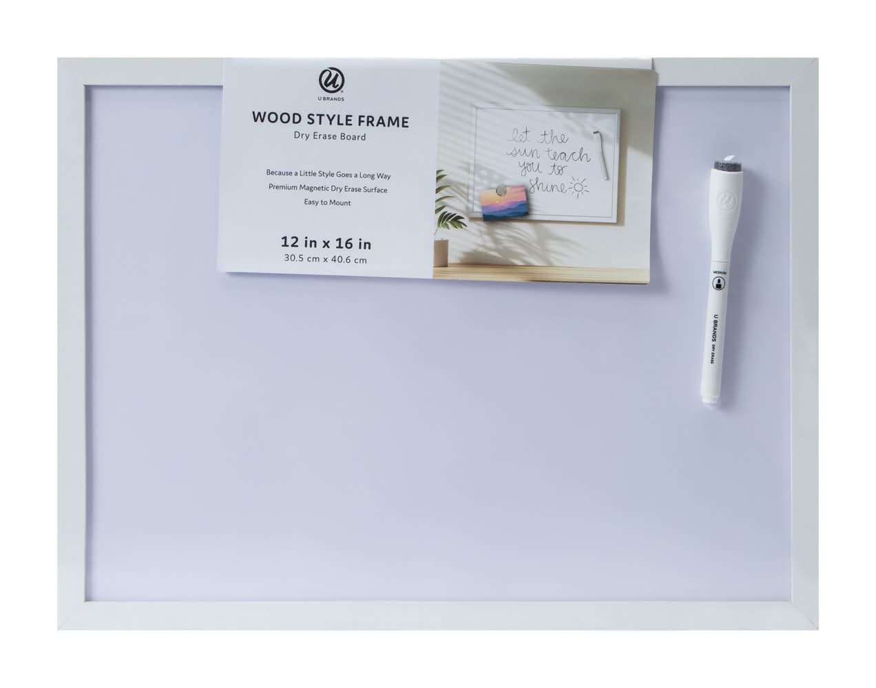 Wood Style Frame Dry Erase Calendar White