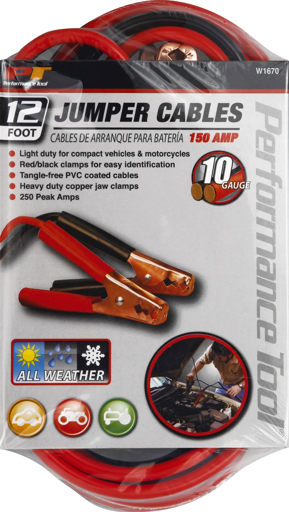 Performance Tool 12' Jumper Cables (4.41 lbs)