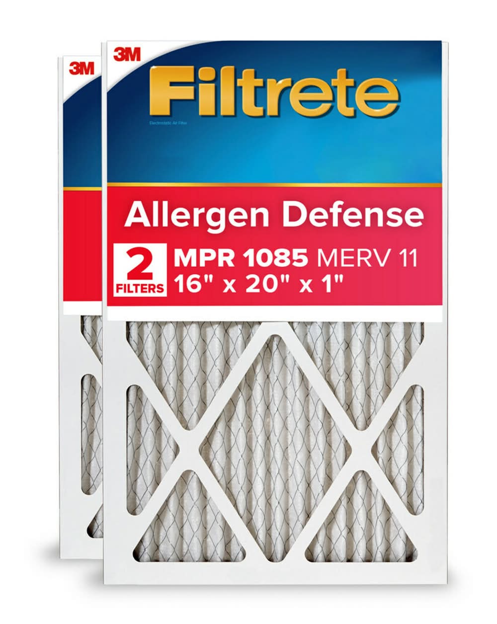 Filtrete 16 x 20 x 1 MERV 11 1085 MPR Allergen Defense Extra Electrostatic pleated Air Filter 2 -Pack | 1200-2PK