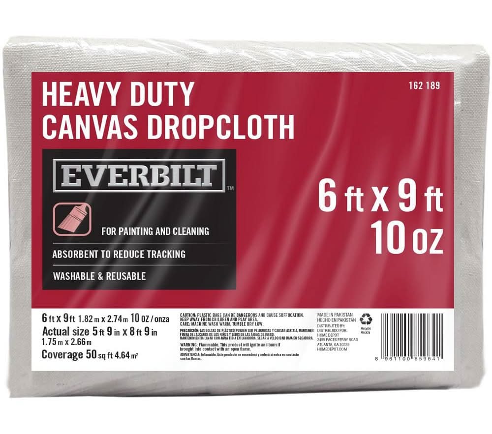 Everbilt 6 Ft. X 9 Ft. Heavy Duty Canvas Drop Cloth