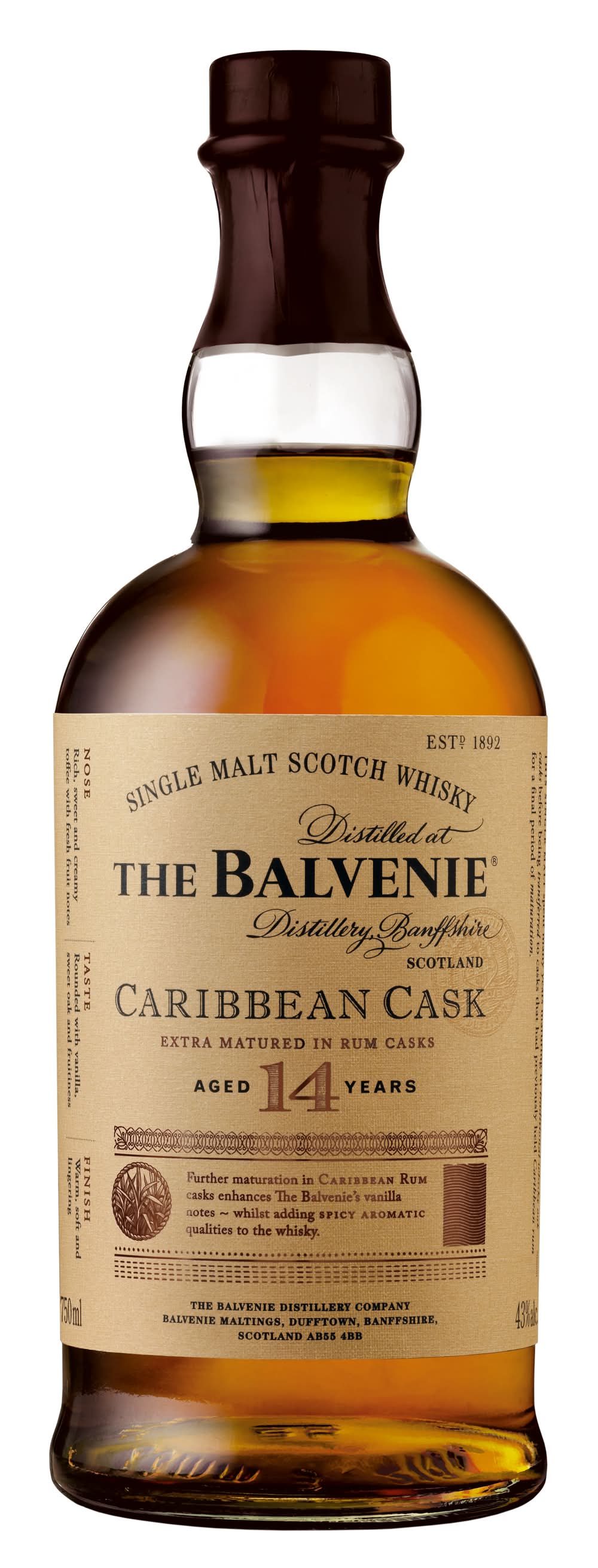 The Balvenie Caribbean Cask Single Malt Scotch Whisky 14 Year Old
