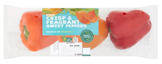 ASDA Crisp & Fragrant Sweet Peppers (1.3lbs)