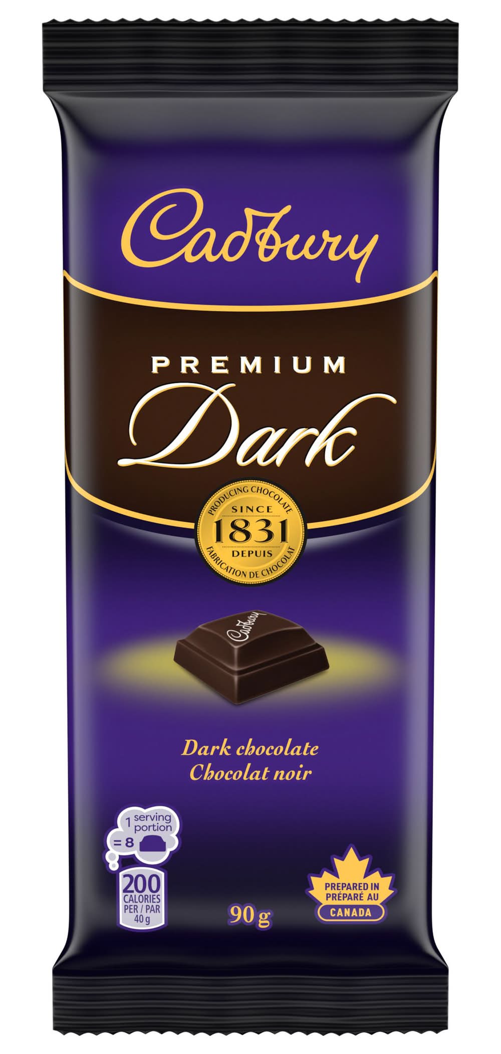 Cadbury Premium Chocolate Bar, Dark Chocolate (90 g)